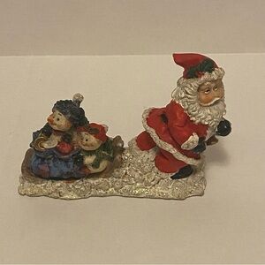 K’s Collection Santa & Snowmen Sled Figurine Christmas Decor Vintage Style